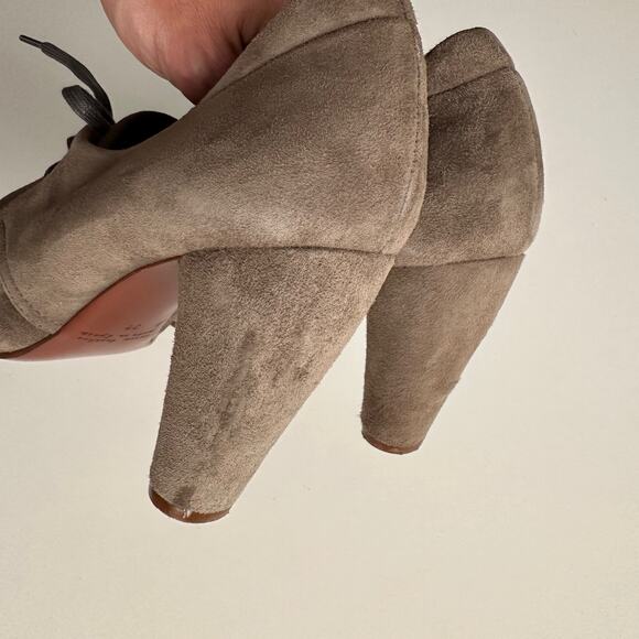 Chie Mihara Anthropologie Round Heeled Oxford Fawn Suede Pinup Shoes EU 38 US 7 - Picture 8 of 10